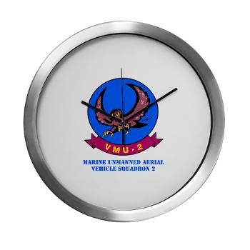 MTEWS2 - M01 - 03 - Marine Unmanned Aerial Vehicle Squadron 2 (VMU-2) with Text - Modern Wall Clock
